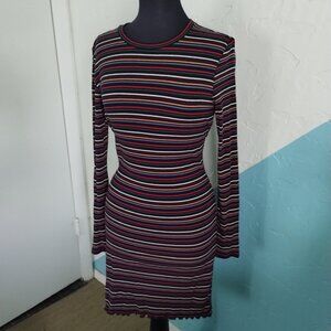 Wild Fable Colorful Striped Ribbed Scallop Dress